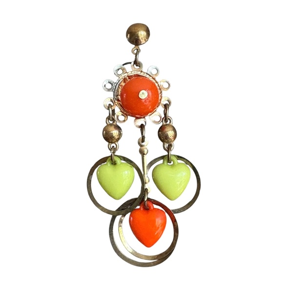 earrings hanging vintage jangle dangle fun hearts costume artsy boho girly - Picture 5 of 11